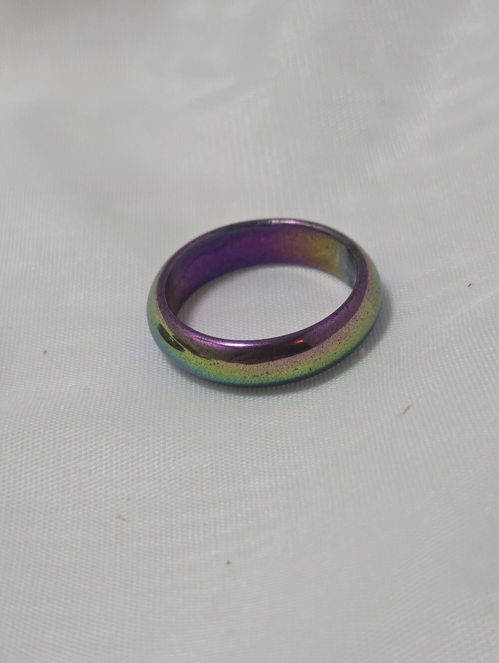 Iridescent Rainbow Hematite Band Ring